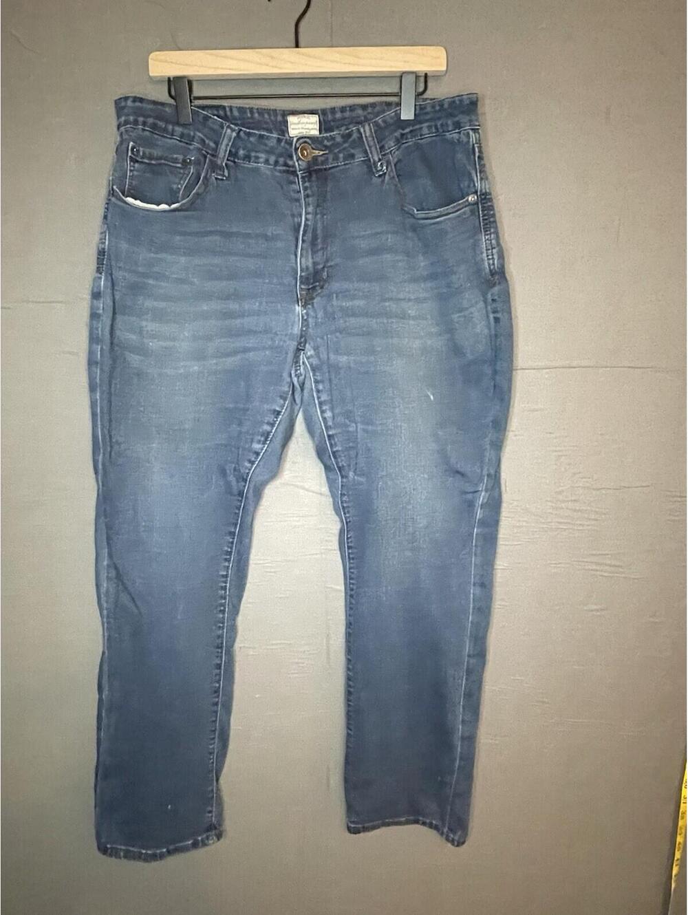 Straight Fit Jeans 36x30 Blue Stretch Denim Men's Pants Weatherproof Vintage